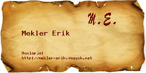Mekler Erik névjegykártya